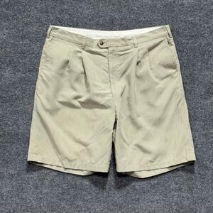 Bobby Jones Shorts Mens 40 Beige Pleated Chino Linen Blend Golf Casual Summer